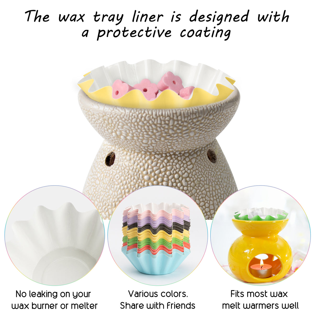 R HORSE Wax Melt Warmer Liners, 35Pcs Reusable Leakproof Wax Liners, W