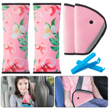 4Pack Seatbelt Pillow Car Seat Belt Covers for Kids, Plant Pattern Adjust Shoulder Pads Safety Belt Protector Cushion