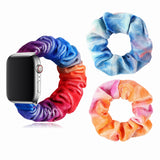 Tie-dye Scrunchie Elastic Watch Band for 38 40mm Apple Watch Compatible with iWatch Series 1/2/3/4/5 with 2 Pcs Tie-dye Velvet Scrunchies Hair Elastic Ties Ponytail Holder for Women Lady