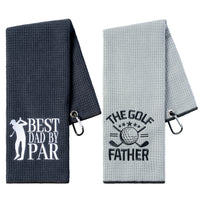 R HORSE 2Pcs Embroidered Golf Towel Best Dad by Par Funny Golf Towel for Golf Bags with Clip