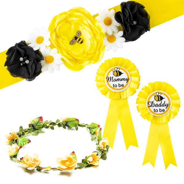 Bee Maternity Sash Mommy to Be & Daddy to Be Corsage Wreath Headdress Decoration