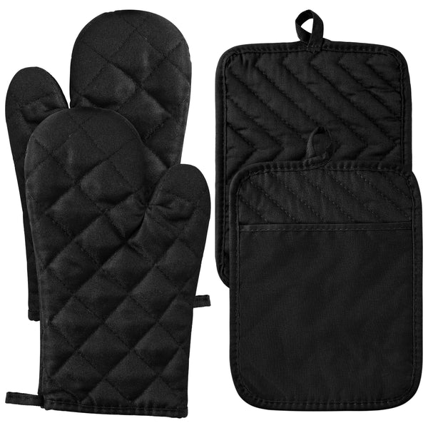4pcs Oven Mitts and Pot Holders Set Heat Resistant BBQ Oven Gloves