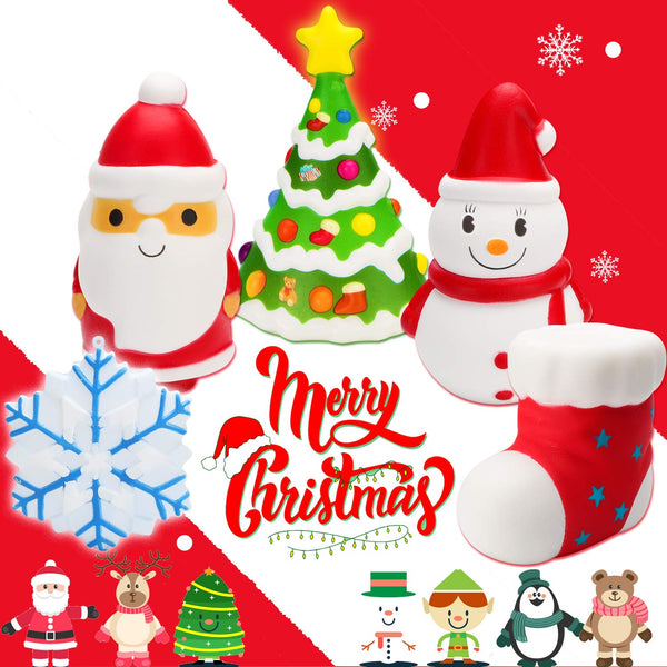 R HORSE 5 Pcs Christmas Squishy Toys Christmas Santa Claus, Snowman, Snowflake, Christmas Tree, Christmas Stocking Kawaii Cute Slow Rising Squishies Stress Relief Decompressive Toys for Children