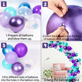 R HORSE 123 Packs Mermaid Balloon Garland Balloon Arch Garland Kit Purple Blue Metallic Color Confetti Balloons Decorating Strip Party Supplies for Birthday Wedding Baby Shower Party Decorations