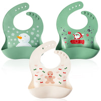 R HORSE 3 Pack Christmas Silicone Bibs for Babies Toddlers