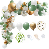 143 Pcs Olive Green and White Balloon Garland Arch Kit Avocado Green Metallic White Confetti Latex Balloon Kit with Artificial Ivy Garland for Birthday Baby Shower Wedding Anniversary Party Photo Prop