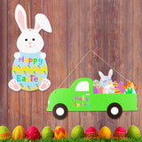 2Pcs Easter Wooden Wall Decoration Rabbit Shape Hanging Decoration Vintage Truck Door Sign