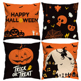 R HORSE Halloween Pillow Covers 18×18 Inch Set of 4 Trick or Treat Pillow Covers, Pumpkin Ghost Pillowcases, Halloween Decorations Cotton Linen Pillow Cushion