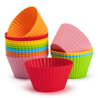 18 Pcs Jumbo Silicone Baking Cups 3.54 inch Lagre Non-Stick Silicone Cupcake Holders Reusable Muffin Cupcake Cups Washable Oven Baking Cupcake Molds in 6 Colors