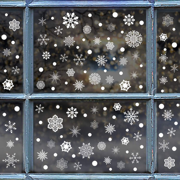 360+Pcs Christmas Window Clings Decals Window Stickers Merry Christmas Santa Claus Snowman Snowflake Bell Christmas Party Decorations for Glass Window(12 Sheets)