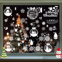 360+Pcs Christmas Window Clings Decals Window Stickers Merry Christmas Santa Claus Snowman Snowflake Bell Christmas Party Decorations for Glass Window(12 Sheets)