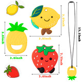 R HORSE 3Pcs Chew Necklace for Boys and Girls, Silicone Teething Pendant Necklace Pineapple Strawberry Lemon