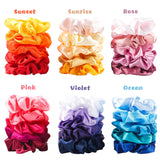 50 Pcs Satin Hair Scrunchies Set Elastic Colorful Ponytail Holder Solid Color Hair Ties Soft Hair Bobbles Hair Accessories for Women