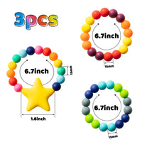 3 Pcs Sensory Chew Bracelet for Baby Colorful Silicone Chewable Jewelry for Toddlers Teether Bracelet for Autism ADHD SPD Baby Oral Motor Chewing Beads Bracelet for Boys Girls Biting Teething