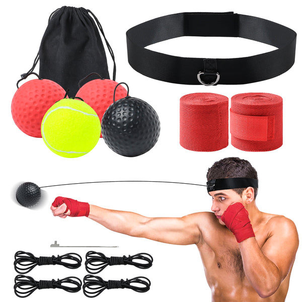 16 Pcs Boxing Reflex Ball Set 3 Levels Boxing Training Punch Speed Ball Boxing Equipment Improving Speed Reactions Punching Speed Hand Eye Coordination with Adjustable Headband for Adults and Kids