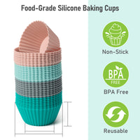 R HORSE 32Pcs Silicone Baking Cups Cupcake Liners Food Grade Silicone Baking Cups Non-Stick Cupcake Wrappers Washable Muffin Liners Reusable Silicone Cupcake Molds for Pan Oven Microwave Dishwasher