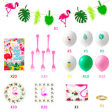 R HORSE 123 Pcs Tropical Hawaiian Party Decorations Flamingo Party Supplies Including Palm Leaves Flamingo Banner Balloons Flamingo Gift Bags Flamingo Plates Napkins Tablecloth Pink Forks