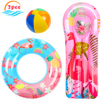 R HORSE 3 Pack Flamingo Pool Floats, Inflatable Flamingo Float Raft Lounge, Swim Tube Ring, Beach Ball Pool Toys