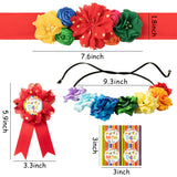 R HORSE 5Pcs Fiesta Mexican Maternity Sash Set Mom to Be & Dad to Be Corsage Rainbow Wreath Pregnancy