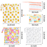 5Pcs Waterproof Reusable Wet Bag Diaper Baby Cloth Diaper Wet Dry Bags with 2 Zippered Pockets Travel Beach Pool Bag with Animal Head Pattern (3 Sizes)