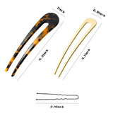 R HORSE 26Pcs U Shaped Hair Pins, Includes 4pcs French Style Cellulose Acetate Tortoise Shell Hair Pin Fork Sticks, 4Pcs Silver & Gold U Shaped Hair Pin Forks, 18Pcs Black Chignon Pins for Women