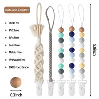 5 Pcs Silicone Pacifier Clip for Babies 9.8'' Infant Pacifier Leashes Silicone Teething Clips Teether Toy with Braided Cotton Rope Chew Beads Pacifier for Baby Shower Baby Boys Girls Gift
