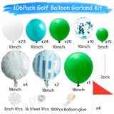 R HORSE 106Pcs Golf Theme Balloon Garland Arch Kit Golf Foil Balloons Navy Blue Green White Latex Balloons Colorful Confetti Balloons for Outdoor Sports Golf Themed Boys Birthday Party Decoration