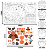 R HORSE 16Pcs Thanksgiving Coloring Placemats with Turkey Sticker