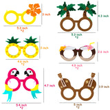 R HORSE 12 Pcs Tropical Hawaiian Party Glasses Holiday Glasses Frames Jungle Party Luau Party Accessories Party Favors Felt Pineapple, Coconut, Parrot Glasses for Kids