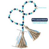 R HORSE Beach Wood Beads, 41’’ Wood Bead Garland Tassel Blue&Red Tassel Garland
