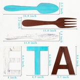Wood EAT Sign Fork & Spoon & Knife Wall Decor, Rustic Wooden Eat Wall Sign