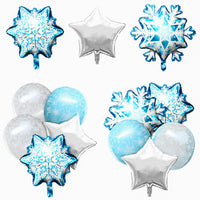 15Pcs 4D Snowflake Christmas Foil Balloons, Sparkly Shiny Snowflake Aluminum Foil Balloons Frozen Party Winter Star Balloons Christmas Balloons Party Supplies for Winter Birthday Xmas Home Decoration