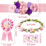 R HORSE 5Pcs Butterfly Maternity Sash Set Mom to Be & Dad to Be Corsage Pink Purple Wreath Pregnancy