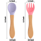 R HORSE 6Pcs Silicone Baby Forks and Spoon Set with Beech Handle Pink