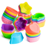 R HORSE 42 Pack Silicone Cupcake Baking Cups Multi Flower-Shaped Silicone Cupcake