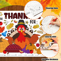 R HORSE 16Pcs Thanksgiving Coloring Placemats with Turkey Sticker