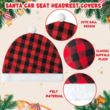 R HORSE 4Pcs Santa Hat Car Seat Headrest Covers,
