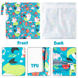 5Pcs Waterproof Reusable Wet Bag Diaper Baby Cloth Diaper Wet Dry Bags with Unicorn Pattern