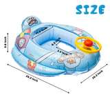 Baby Inflatable Pool Float Ring Dinosaur/Mermaid/Outer Space Pattern Swimming Float Boat with Steering Wheel Horn for Kids Seat Infant Boat Pool Ring Summer Inflatable Water Fun Toys, 6-36 Months