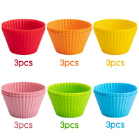 18 Pcs Jumbo Silicone Baking Cups 3.54 inch Lagre Non-Stick Silicone Cupcake Holders Reusable Muffin Cupcake Cups Washable Oven Baking Cupcake Molds in 6 Colors