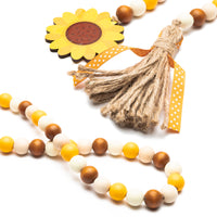 R HORSE Sunflower Wood Beads, 41" Wood Bead Garland Tassel Sunflower Tassel Garland