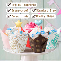 R HORSE 255Pcs Tulip Cupcake Liners Set Muffin Baking Cups Floral Cupcake Wrappers for Dessert with Cupcakes Toppers Rustic Cupcake Baking Liner Holders for Kitchen Cooking Baking