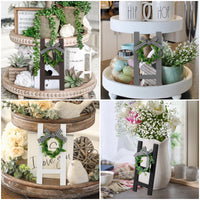 4Pcs Wooden Farmhouse Ladder Tiered Tray Decoration