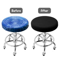 6Pcs Round Bar Stool Covers Elastic Black Chairs Covers