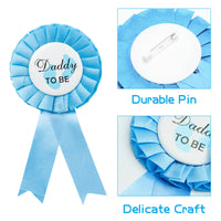 Blue and Gold Mommy to Be Sash Kit Gender Reveals Party Floral Garland Crown with Daddy to Be Tinplate Badge Combo Decor Supplies Favors for Boys Baby Shower Party Photo Prop Gift