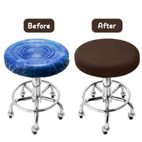 6Pcs Round Bar Stool Covers Elastic Coffee Color Chairs Covers