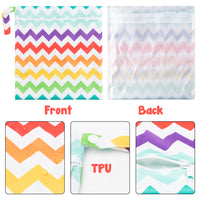 R HORSE 4Pcs Waterproof Reusable Wet Bag Diaper Baby Cloth Diaper Bag Colorful Ripple Yellow Green Wet Dry Bags with 2 Zippered Pockets Travel Beach Pool Bag (3 Sizes)