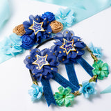 R HORSE 5Pcs Maternity Sash and Corsage Pin Set with Little Star Sticker Blue Flower Crown Pregnancy Sash