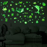Glow in The Dark Wall Decals, 4Pcs Underseas Fluorescent Stickers