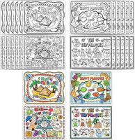 R HORSE 12Pcs Passover Coloring Placemats, Kids Coloring Activity Place Mats Pesach Jewish Holiday Party Placemats for Restaurants Entertainment Crafts Dinner Party Table Supplies Decorations